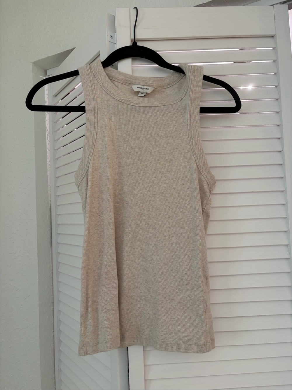 Cotton Ribbed Tank Top - Beige